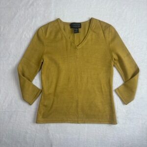 Spenser Jeremy Green Silk Blend Long Sleeve V Neck Pullover Sweater Womens S